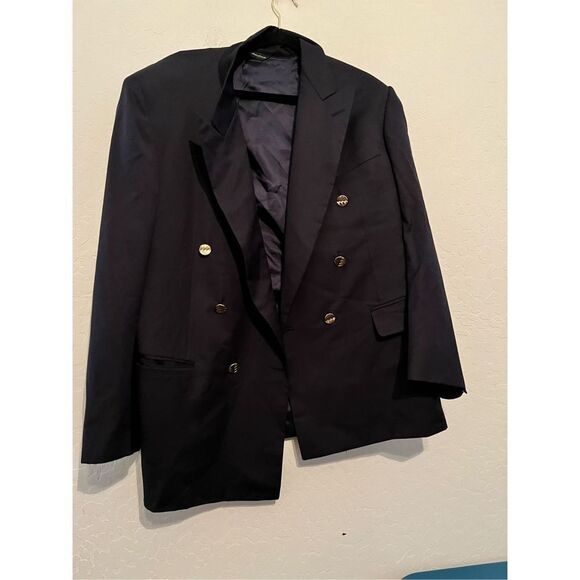 Samuelsohn Navy Blue 2 Button Wool silk  Blazer 44R - Picture 1 of 3